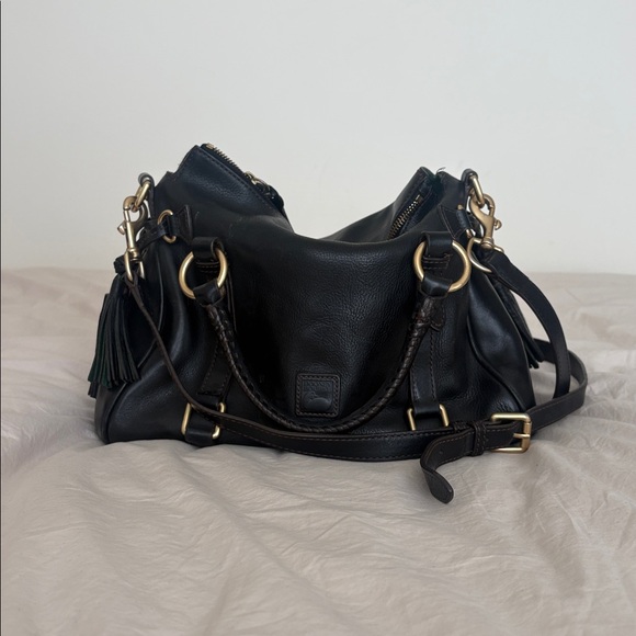Dooney & Bourke Handbags - Dooney & Bourke Black Leather Shoulder Bag with Gold Hardware